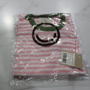 For Days Everyday Pink and White Stripe Crew Neck Short Sleeve Tee Sz L